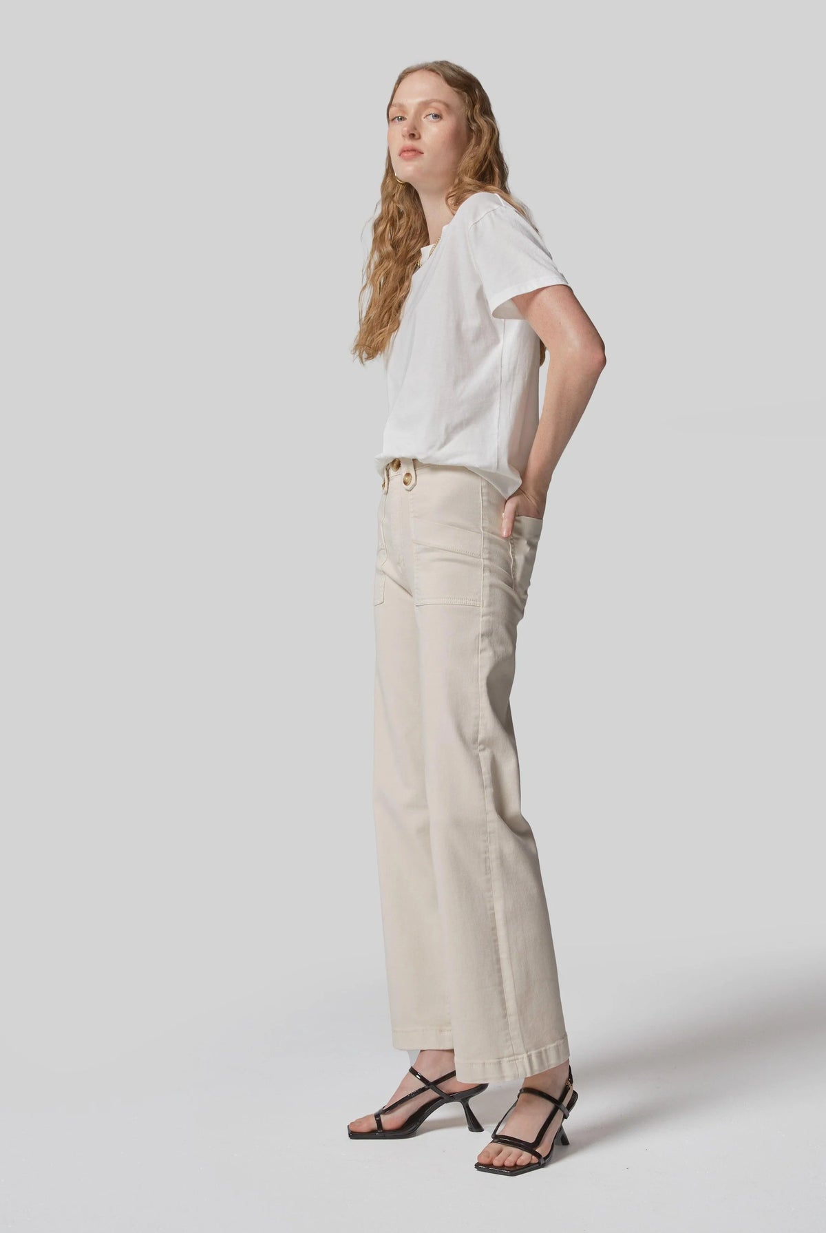 Carrie Cream Wide Straight Leg Jeans