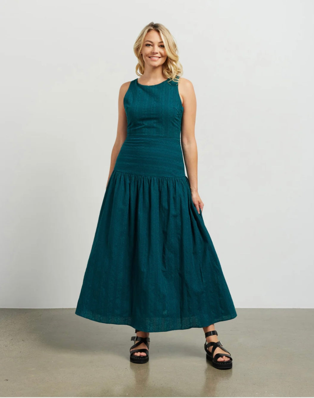 Mila Maxi Dress - Peacock Broderie