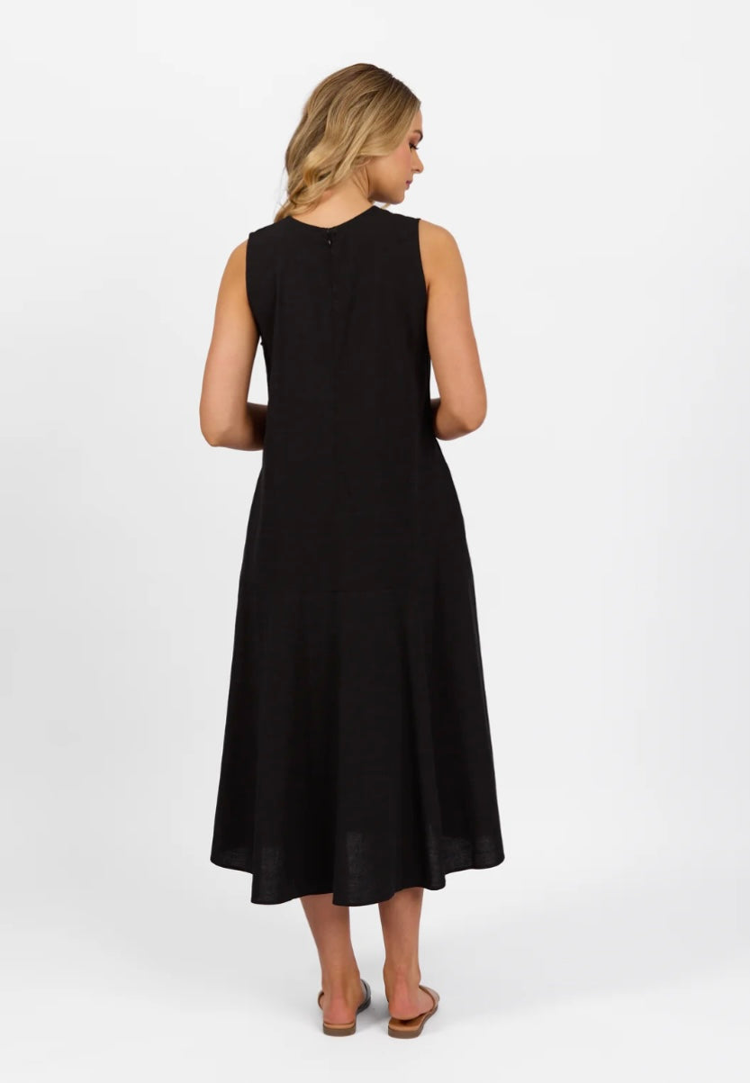 Sleeveless Cotton Dress - Black