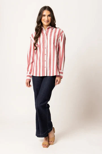 Essential Shirt - Ruby Stripe