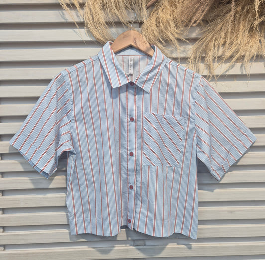 The Cute Shirt - Powder Blue Stripe