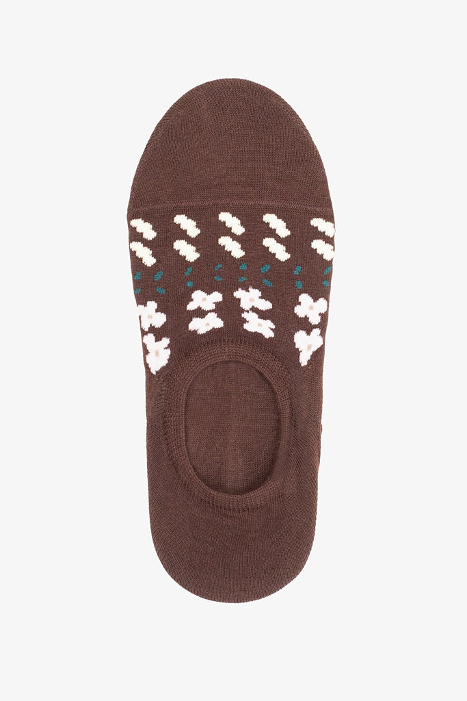 No Show Socks - Chocolate Floral