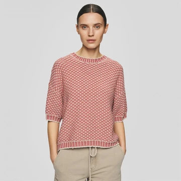 Catina Pilla 2/4 Pullover - Oatmeal/Faded Rose