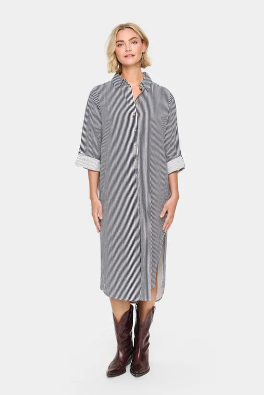 Zalinda Stripe Shirt Dress - Ice Night Sky Stripe