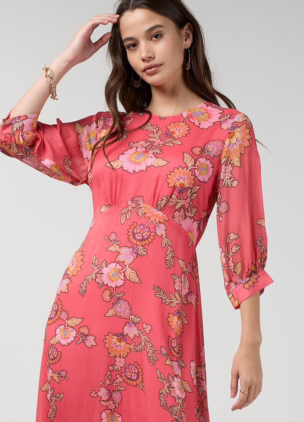 Marissa Midi Dress - Coral Multi