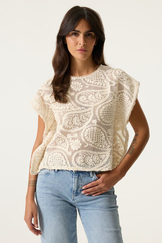 Boxy Crochet Top - Ecru