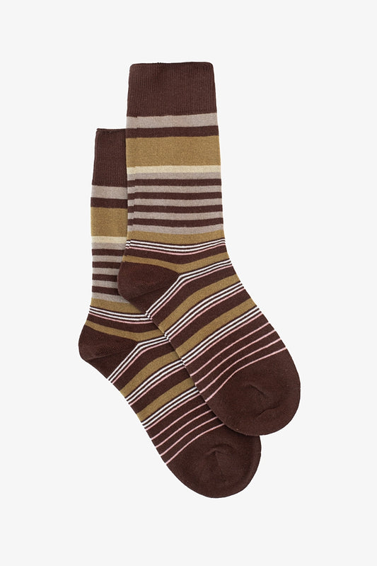 Khaki & Choc Stripe Sock