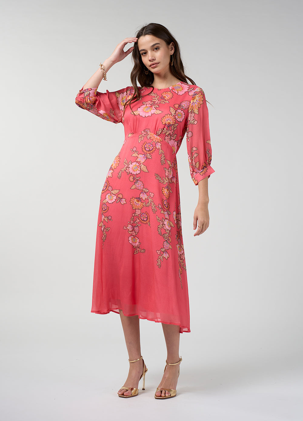 Marissa Midi Dress - Coral Multi