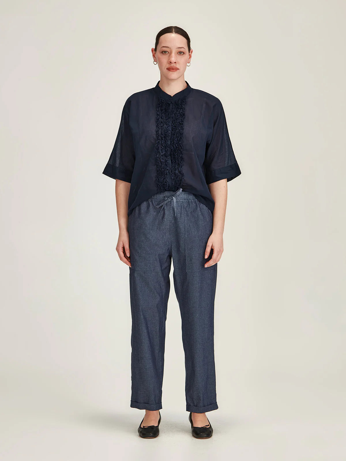 Sasha Ruffle Blouse - French Navy