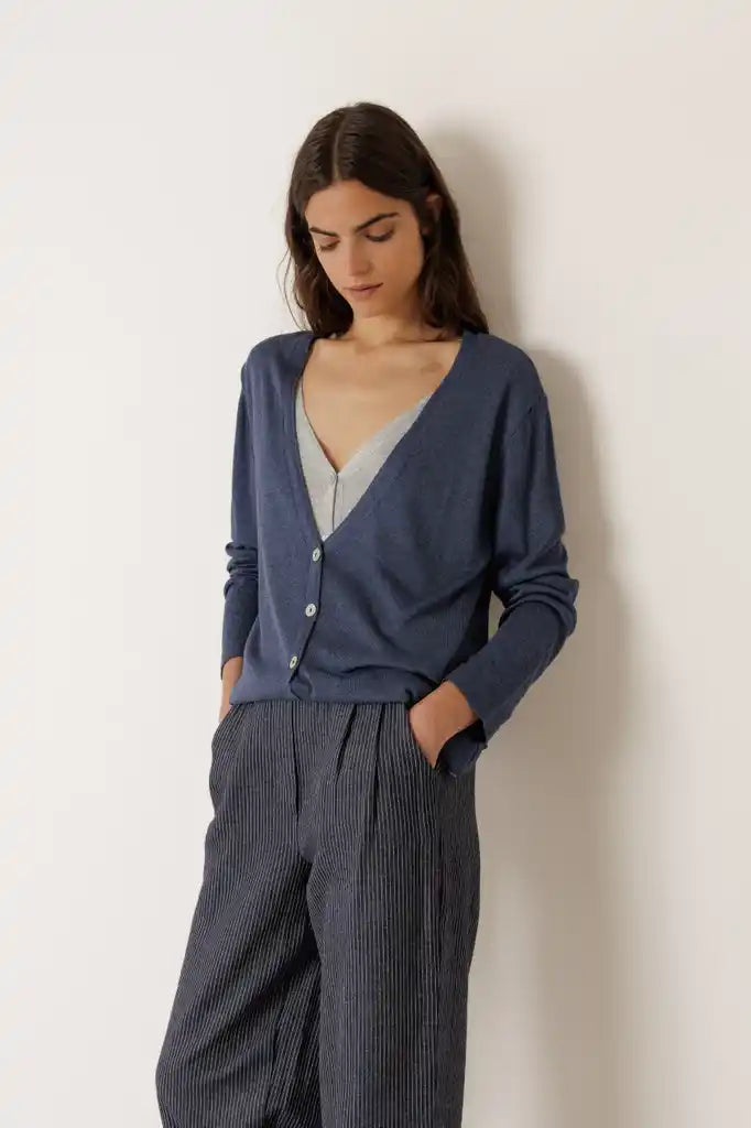 Double Knit Cardigan - Indigo