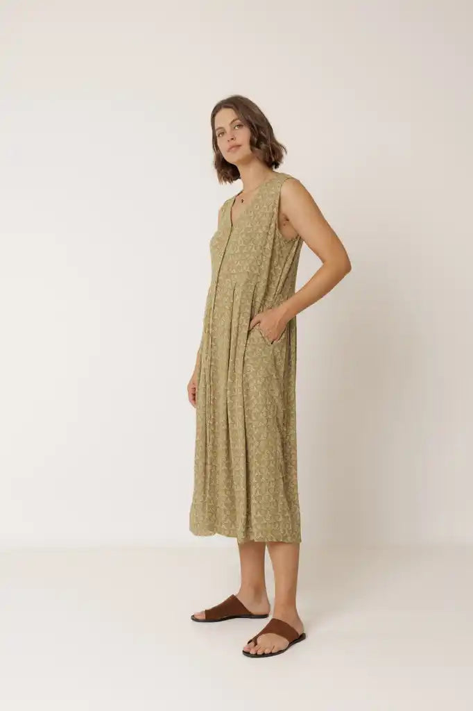 Resort Dress - Khaki Print