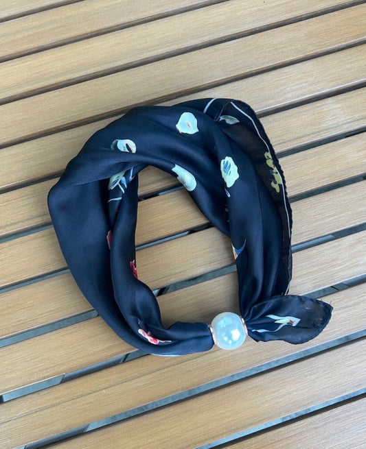 Pearl Fasten Neck Tie - Night Garden