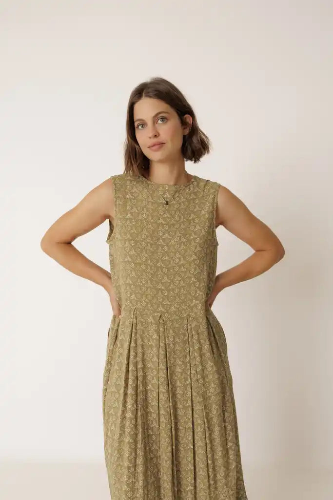 Resort Dress - Khaki Print