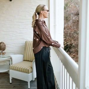 Alex Cropped Shirt - Chocolate Spot