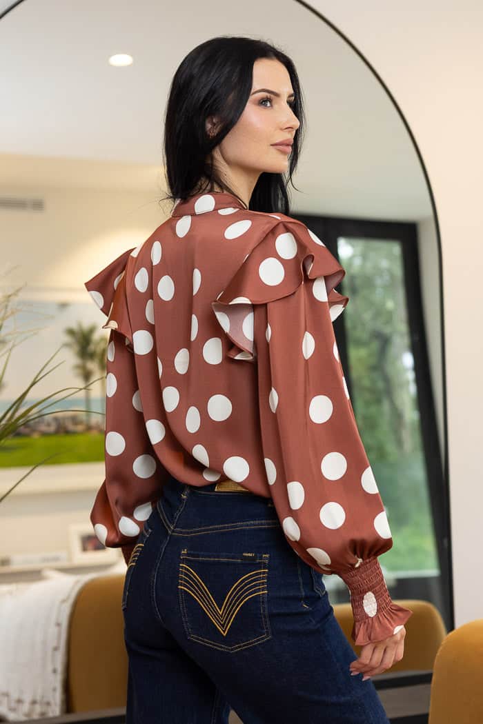 Gigi Blouse Spot Dot - Brown