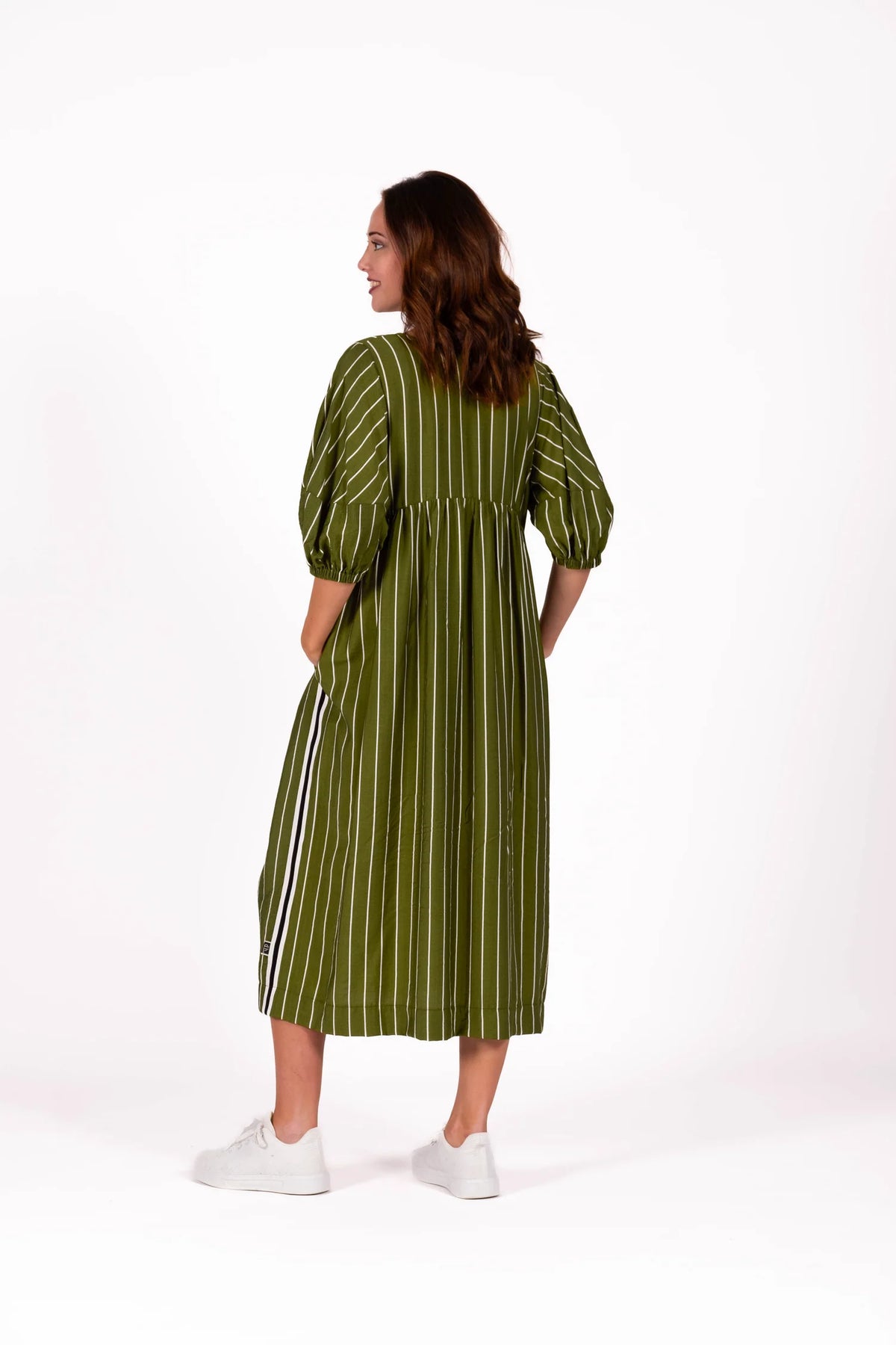 Brie Dress - Linear Olive