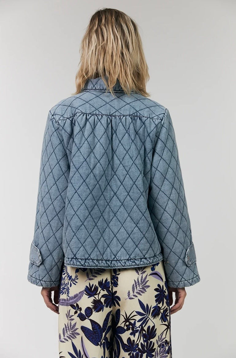 Viola Quilted Jacket - Washed Denim