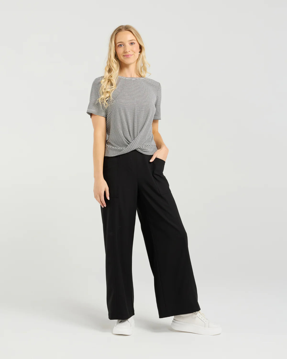 Twist Tee - Monochrome Stripe