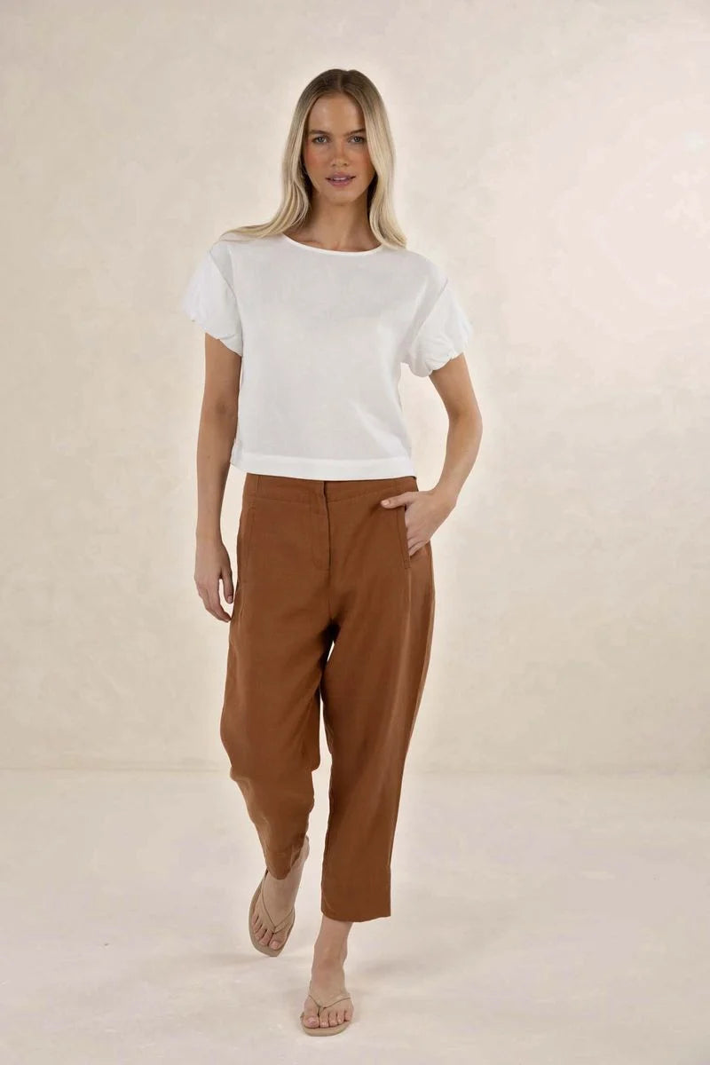 Huxe Linen Pant - Tobacco