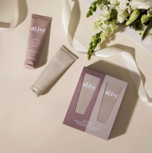 al.ive - Hand Cream Duet - Raspberry Blossom & Juniper - Sea Cotton & Coconut