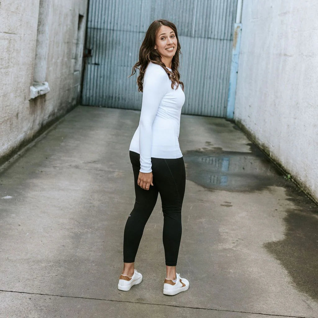 Lina Long Sleeve Rib Knit - White