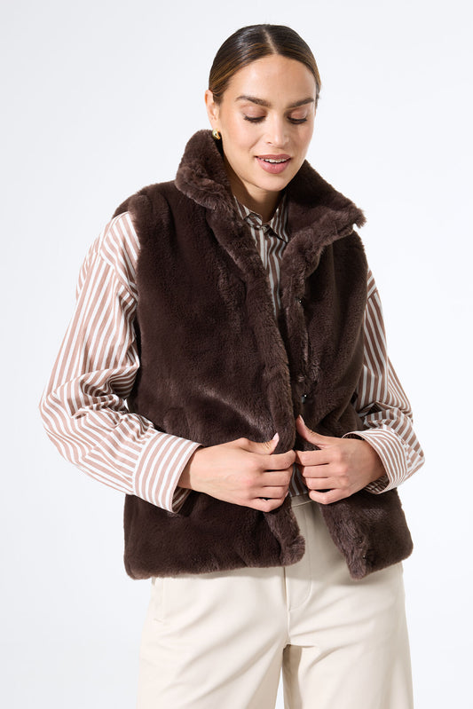 Chocolate Faux Fur Vest