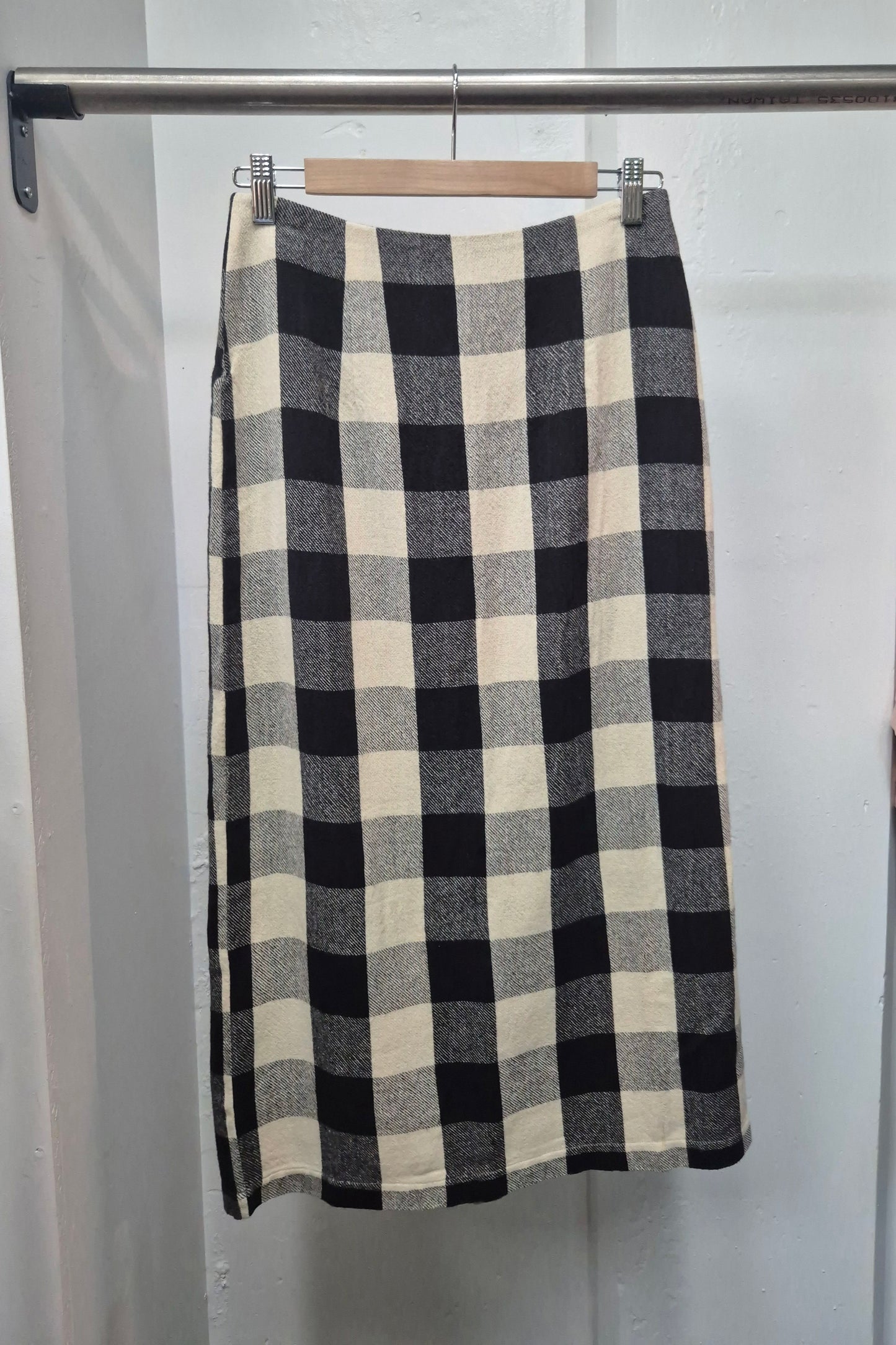 Checked Pencil Skirt - Cream/Black