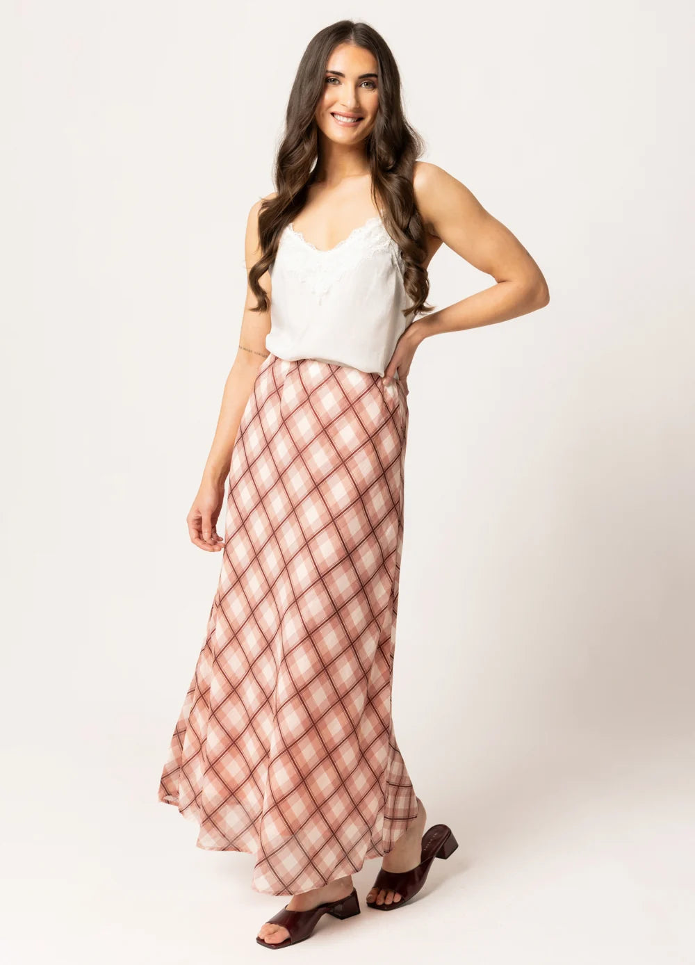 Whisper Skirt - Rose Check
