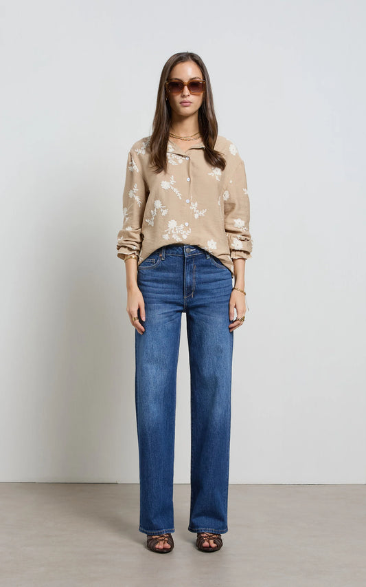 Lina Mid Rise Straight Leg Jean - Pacific Blue