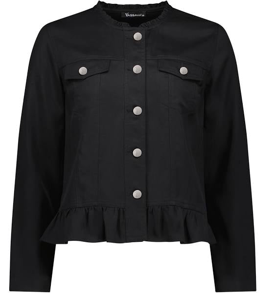 Frill Hem Jacket - Black