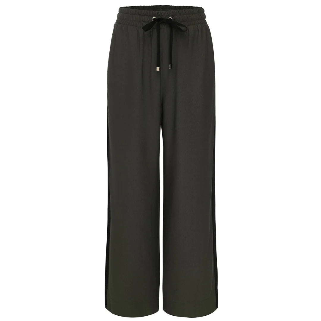 Indiana Wide Leg Pants - Chocolate/Black Stripe