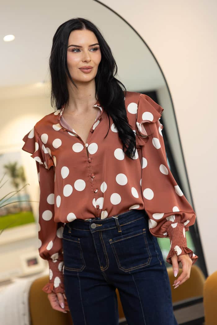 Gigi Blouse Spot Dot - Brown