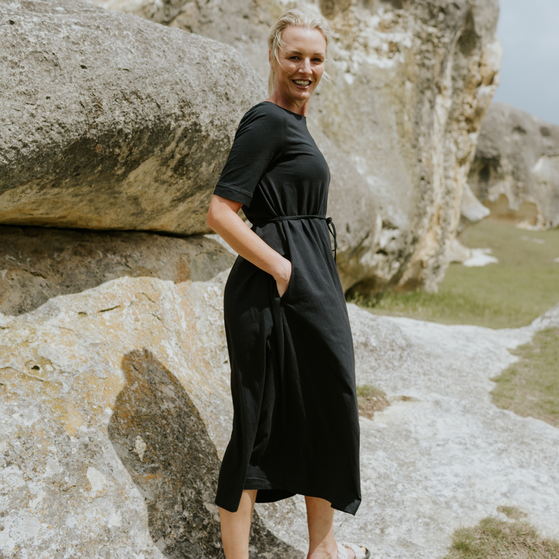 Greta Women’s Cotton Tee Dress - Black