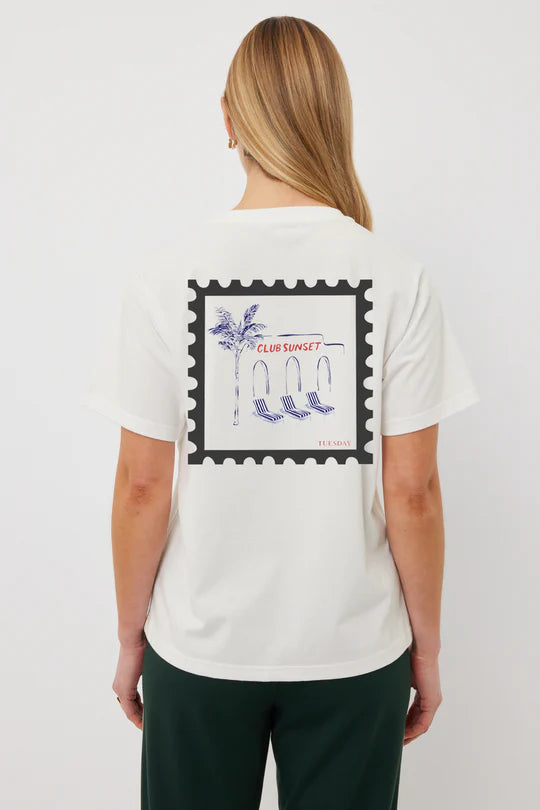 Band Tee - Ivory/Sunset