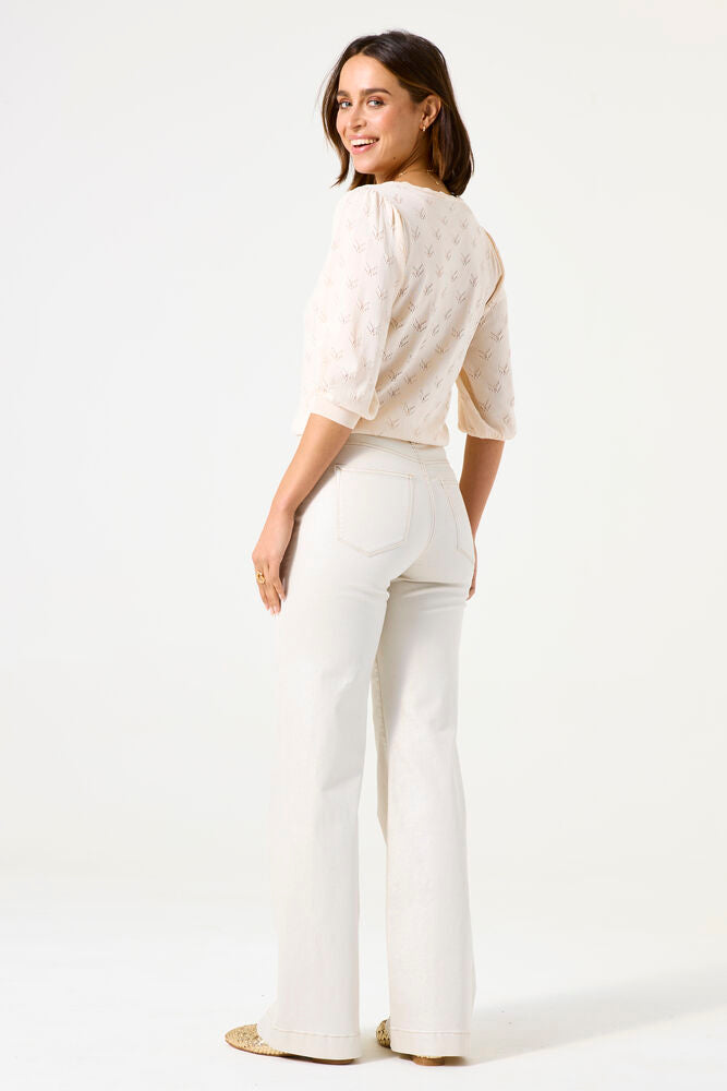 V Neck Cardigan - Whitecap