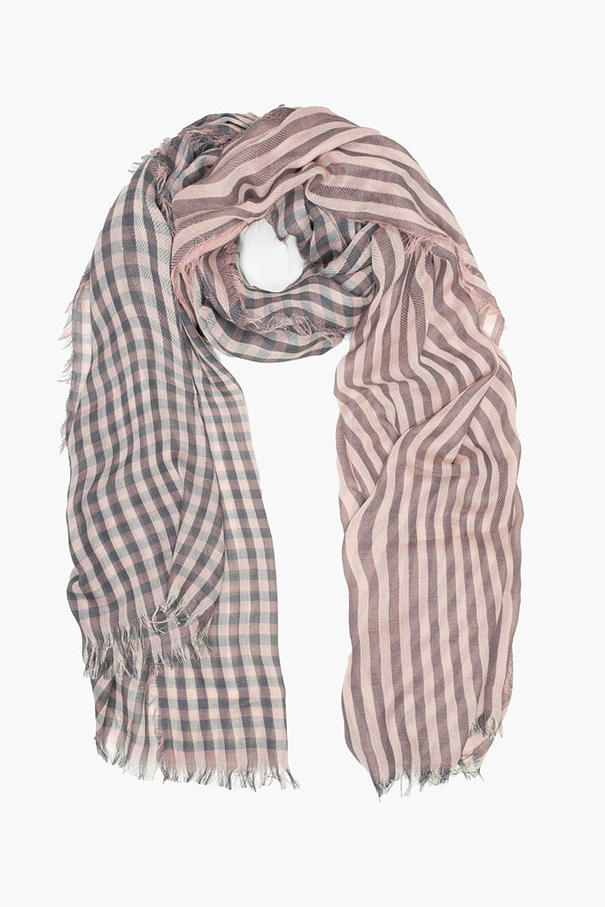 Gingham Check Scarf - Blush & Stone