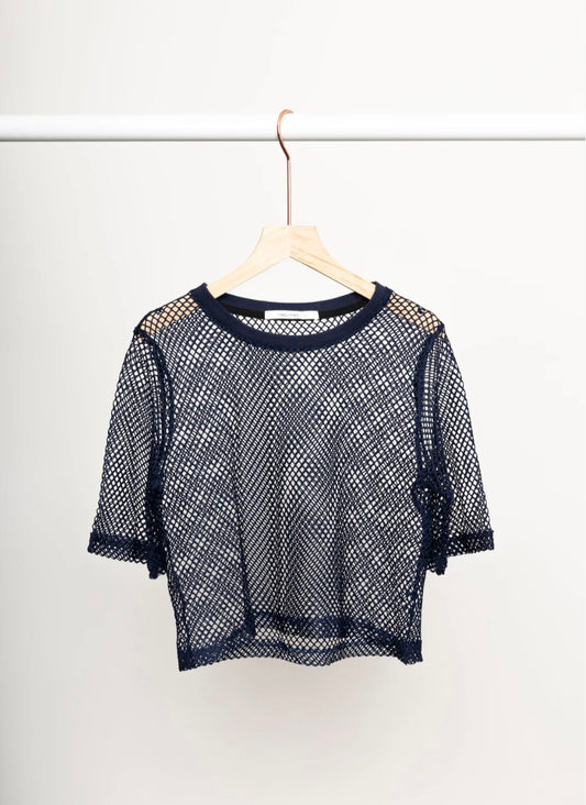 Arrow Mesh Top - Navy