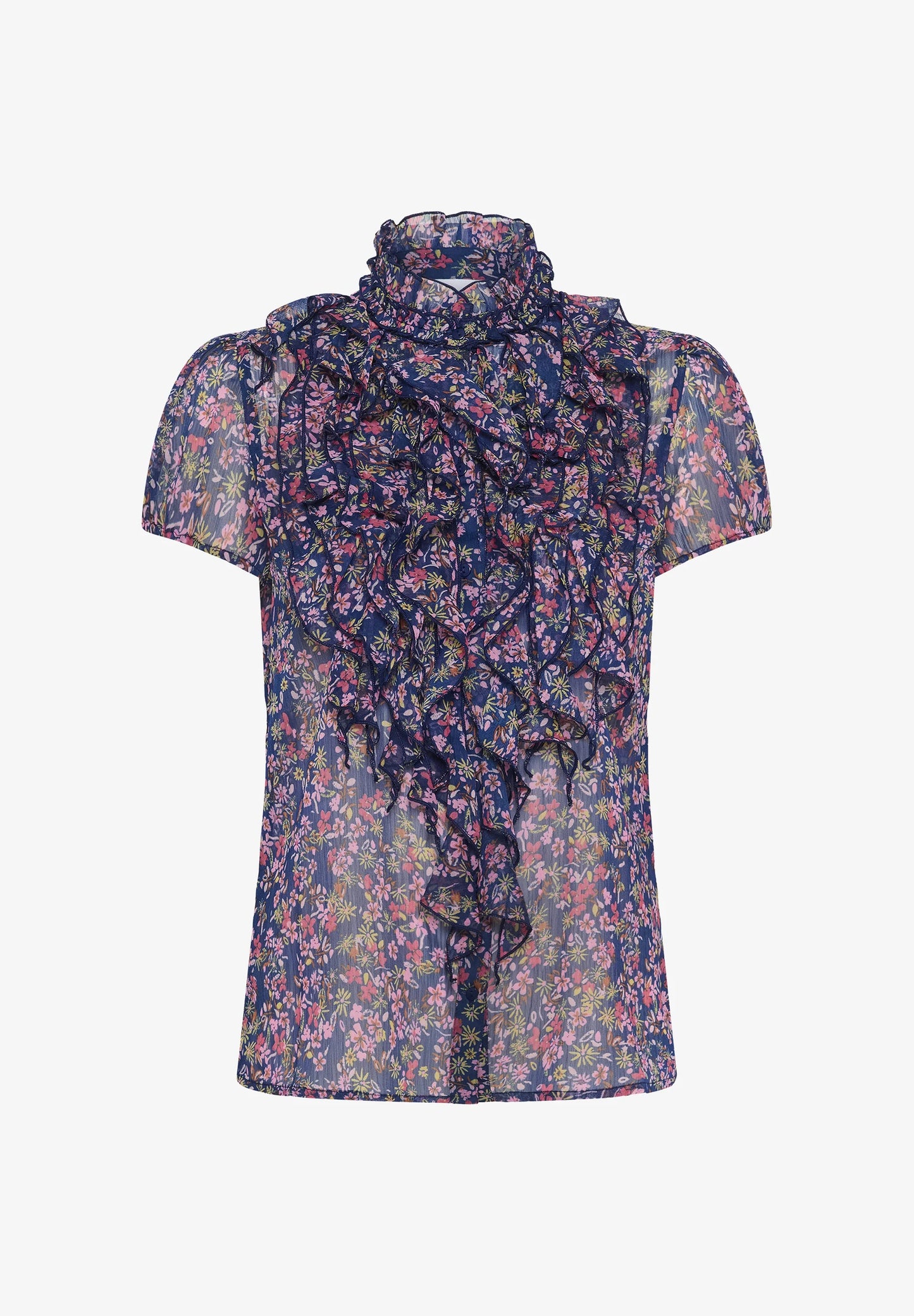 Lilja Crinkle Shirt - Navy Peony Blooms