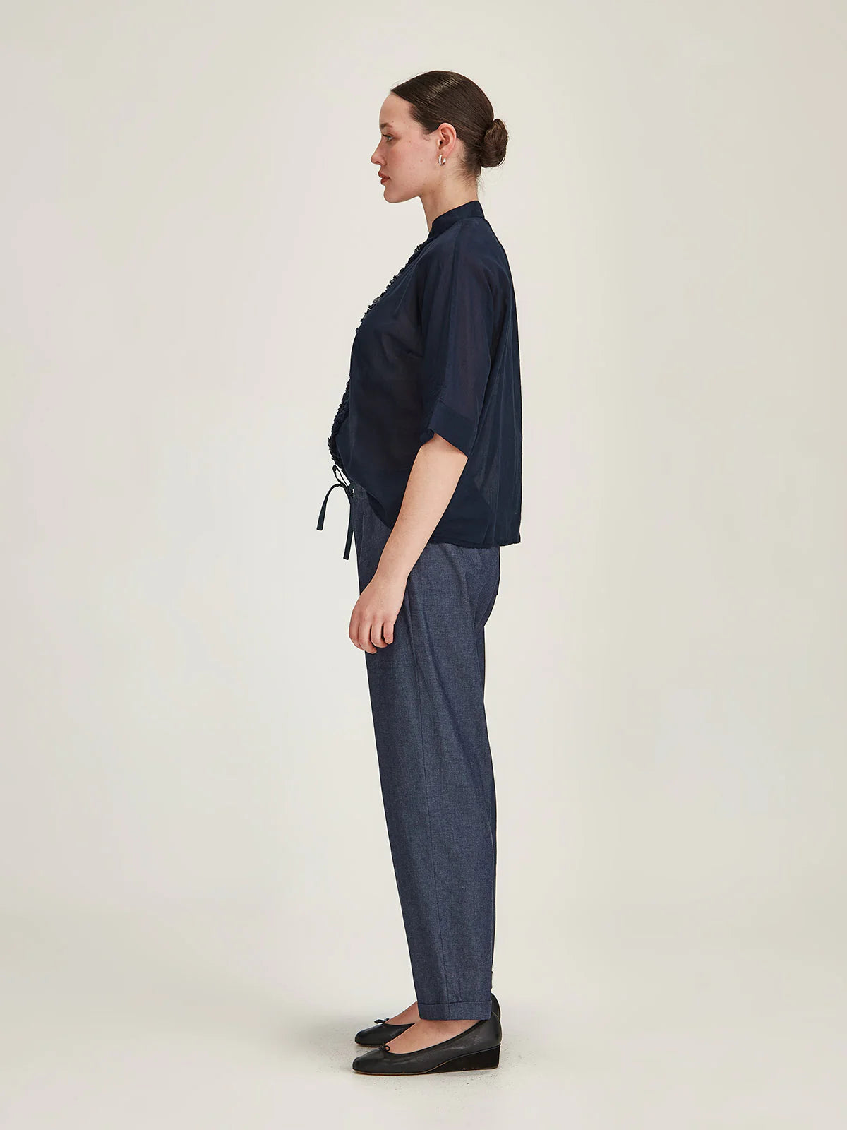 Sasha Ruffle Blouse - French Navy