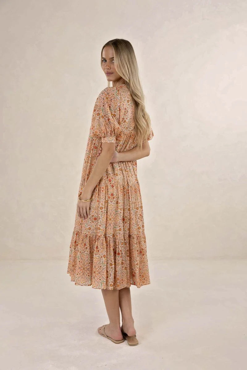 Yasmin Midi Dress - Almond Print