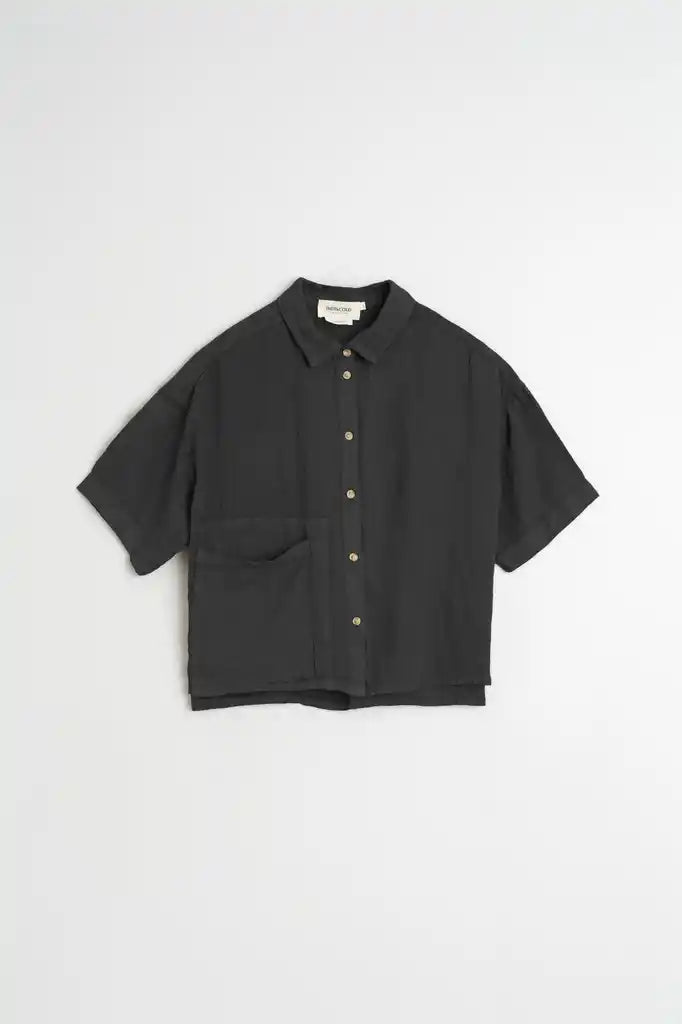 Crop Linen Shirt - Carbon