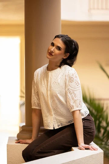 Broderie Top - White