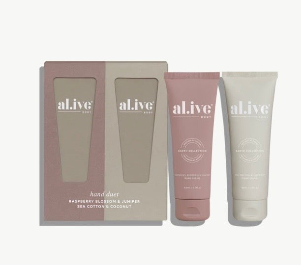 al.ive - Hand Cream Duet - Raspberry Blossom & Juniper - Sea Cotton & Coconut