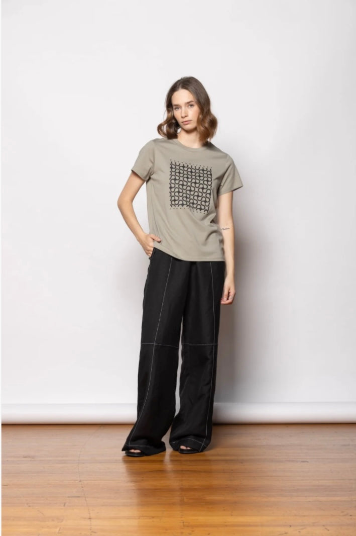 Nice Day T-Shirt - Sage/Black Print