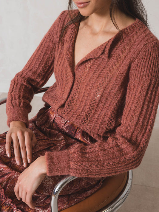 Needle Stitch Cardy - Rose