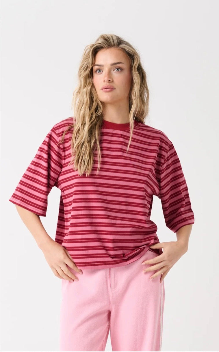 Hallie Tee - Boysenberry Stripe