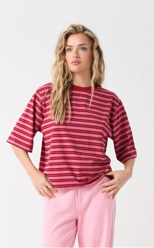 Hallie Tee - Boysenberry Stripe