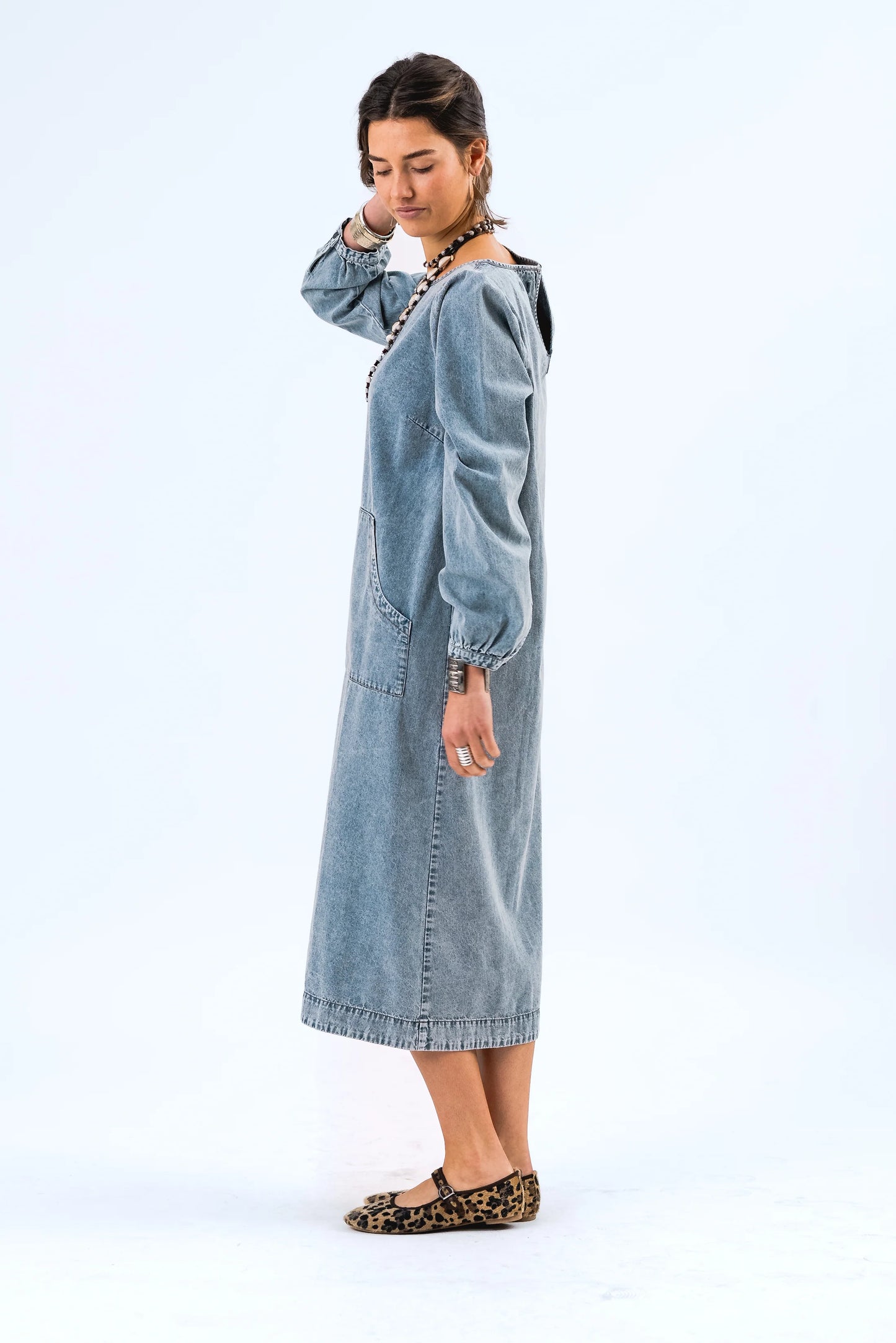 Lucas Midi Dress - Washed Denim