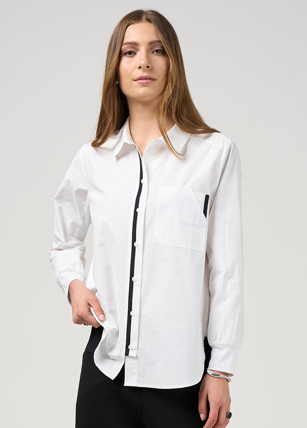 Mixed Media Shirt - White