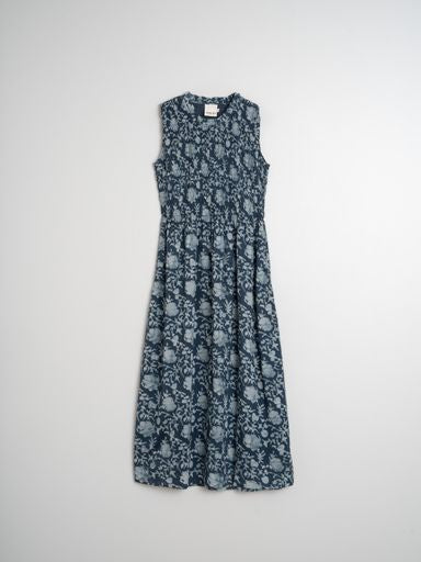 Watercolour Print Dress - Indigo